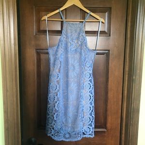 Francesca’s Blue Halter Lace Dress